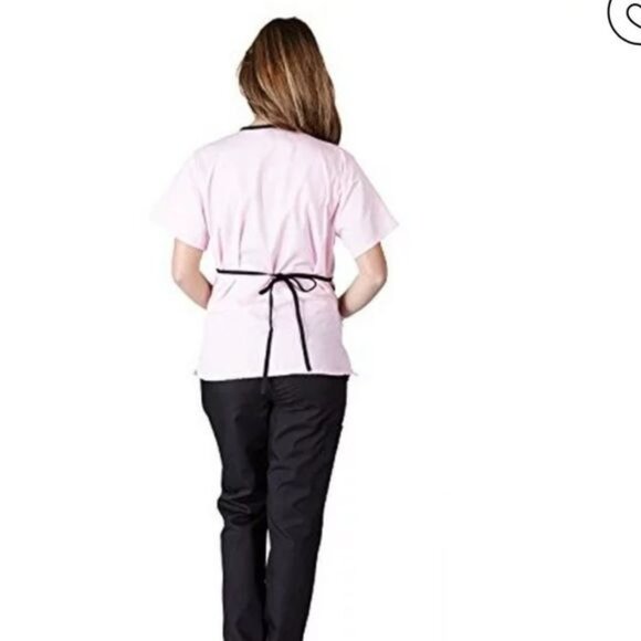 Natural Uniforms S Pink & Black Contrast Trim Scrub Top - Picture 7 of 7